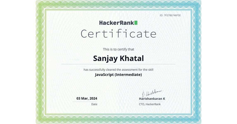 JavaScript (Intermediate) Certificate
